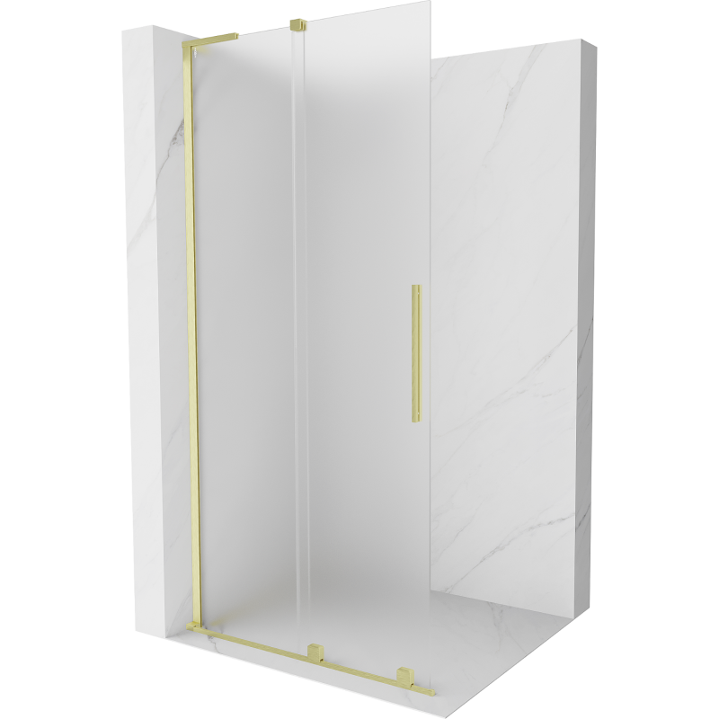 Mexen Velar L sprchová stena rozťahovacia Walk-in 100 x 200 cm, námraza 8 mm, zlatá kartáčovaná - 871-100-003-33-55