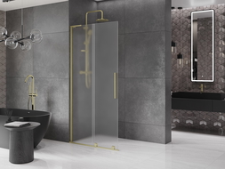 Mexen Velar L Posuvná sprchová stena Walk-in 90 x 200 cm, matná 8 mm, zlatá kartáčovaná - 871-090-003-33-55