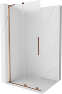 Mexen Velar L posuvná sprchová stena Walk-in 100 x 200 cm, matné 8 mm, ružové zlato - 871-100-003-33-60