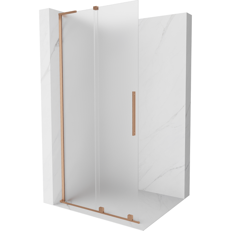 Mexen Velar L posuvná sprchová stena Walk-in 100 x 200 cm, matné 8 mm, brúsená meď - 871-100-003-33-65