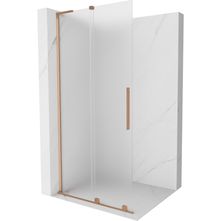 Mexen Velar L posuvná sprchová stena Walk-in 100 x 200 cm, matné 8 mm, brúsená meď - 871-100-003-33-65