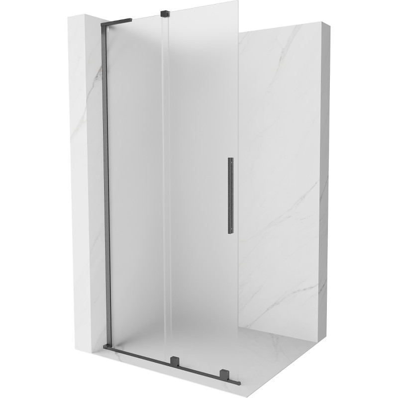 Mexen Velar L posuvná sprchová stena Walk-in 100 x 200 cm, mat 8 mm, leštená pištoľovo sivá farba - 871-100-003-33-66