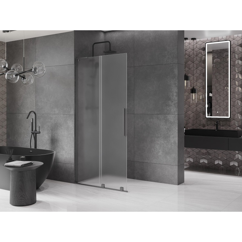 Mexen Velar L posuvná sprchová stena Walk-in 100 x 200 cm, mat 8 mm, leštená pištoľovo sivá farba - 871-100-003-33-66