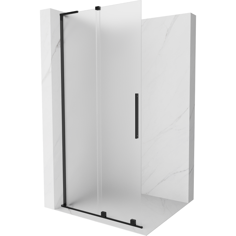 Mexen Velar L sprchová stena posuvná Walk-in 90 x 200 cm, matovaná 8 mm, čierna - 871-090-003-33-70