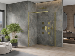 Mexen Omega sprchová kabína, posuvné dvere 100 x 80 cm, transparentnéné, zlatá - 825-100-080-50-00