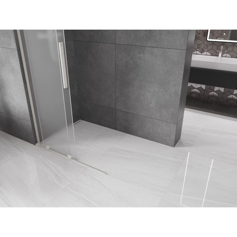 Mexen Velar L posuvná sprchová stena Walk-in 90 x 200 cm, mrazené 8 mm, kartáčovaný nikel - 871-090-003-33-97