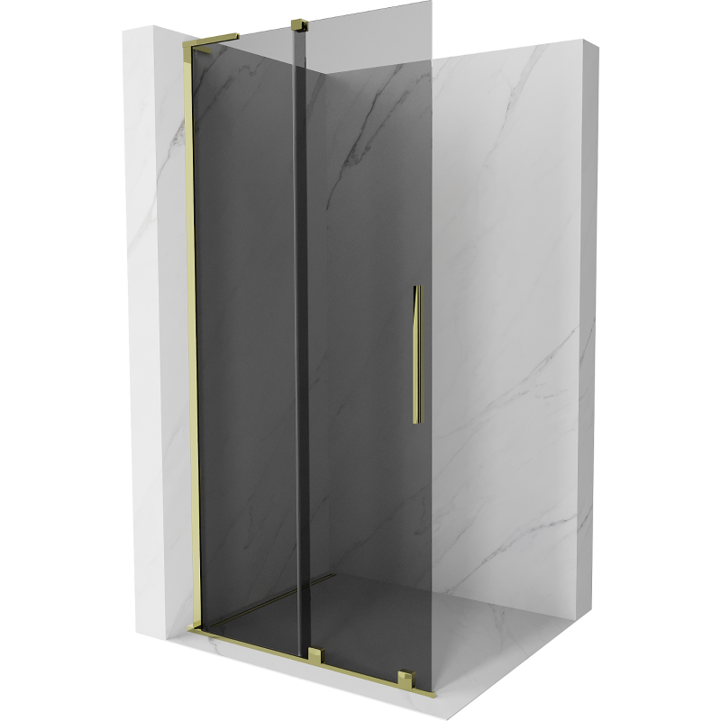 Mexen Velar L posuvná sprchová stena Walk-in 100 x 200 cm, grafit 8 mm, zlatá - 871-100-003-43-50