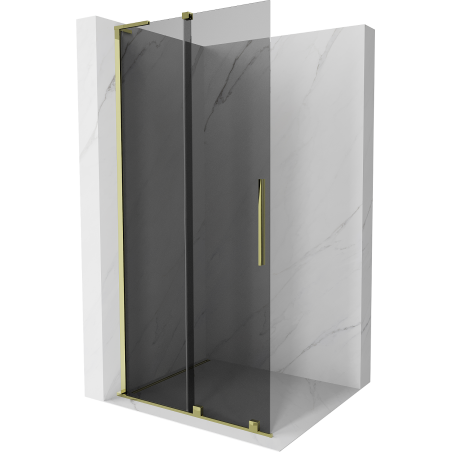Mexen Velar L posuvná sprchová stena Walk-in 100 x 200 cm, grafit 8 mm, zlatá - 871-100-003-43-50