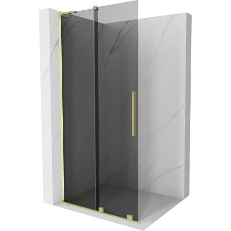 Mexen Velar L posuvná sprchová stena Walk-in 90 x 200 cm, grafit 8 mm, zlatá brúsená - 871-090-003-43-55