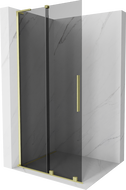 Mexen Velar L posuvná sprchová stena Walk-in 100 x 200 cm, grafit 8 mm, zlatá kartáčovaná - 871-100-003-43-55