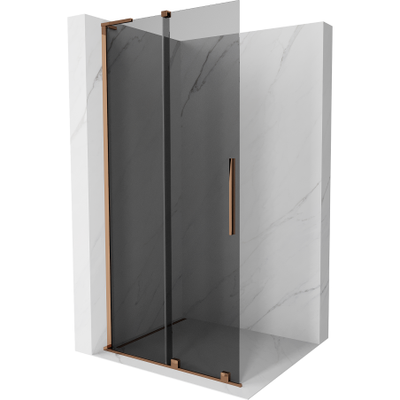 Mexen Velar L posuvná sprchová stena Walk-in 100 x 200 cm, grafit 8 mm, ružové zlato - 871-100-003-43-60