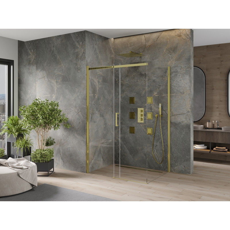 Mexen Omega posuvná sprchová kabína 110 x 80 cm, priehľadná, zlatá - 825-110-080-50-00