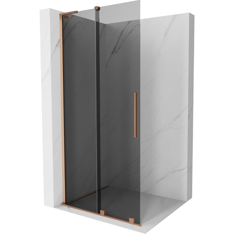 Mexen Velar L Posuvná sprchová stena Walk-in 120 x 200 cm, grafit 8 mm, brúsená meď - 871-120-003-43-65