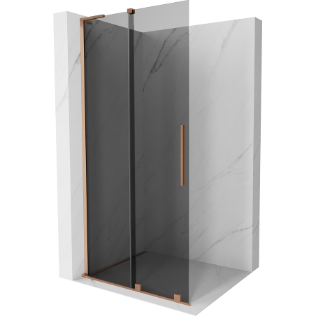 Mexen Velar L Posuvná sprchová stena Walk-in 120 x 200 cm, grafit 8 mm, brúsená meď - 871-120-003-43-65