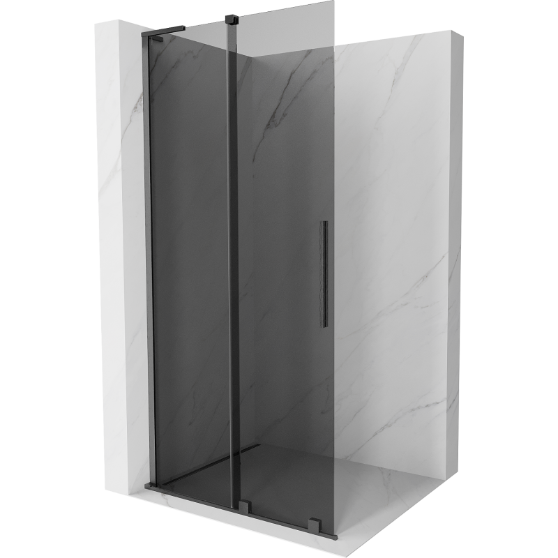Mexen Velar L posuvná sprchová stena Walk-in 100 x 200 cm, grafit 8 mm, brúsená gun gray - 871-100-003-43-66