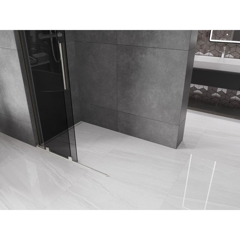 Mexen Velar L zasúvacia sprchová stena Walk-in 90 x 200 cm, grafit 8 mm, brúsený nikel - 871-090-003-43-97