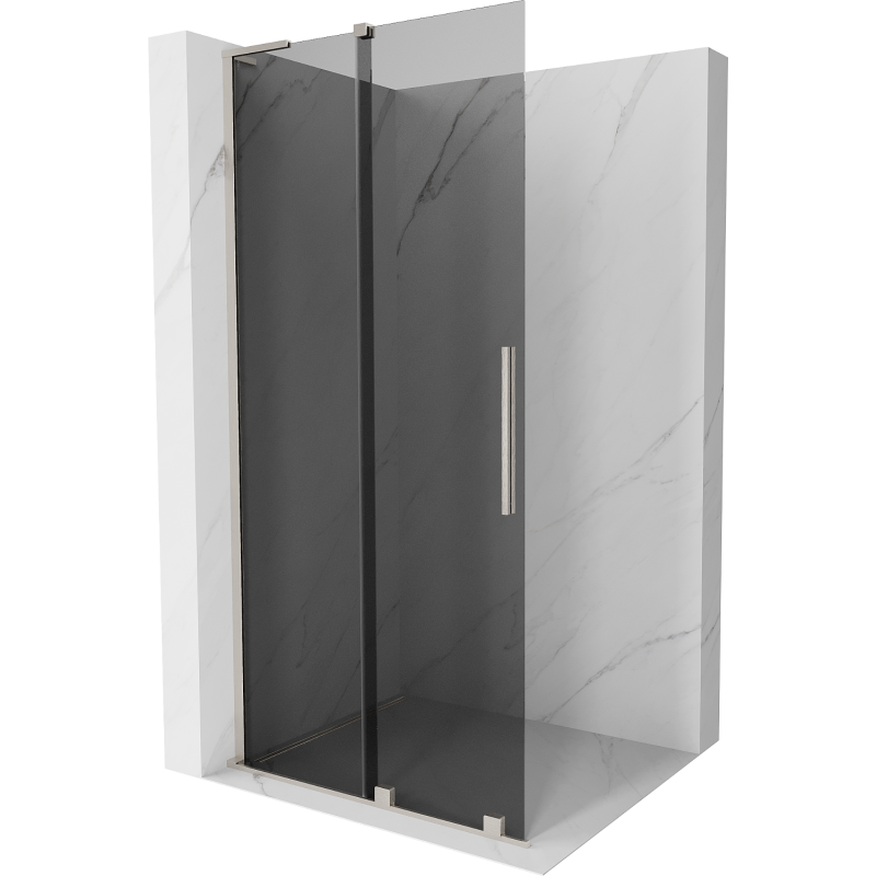 Mexen Velar L posuvná sprchová stena Walk-in 90 x 200 cm, grafit 8 mm, brúsený nikel - 871-090-003-43-97