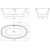Mexen Eris voľne stojaca vaňa 180 x 95 cm, biela, biely prepad - 53441809500-20