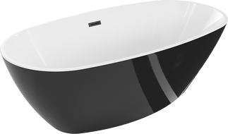 Mexen Eris voľne stojaca vaňa 180 x 95 cm, biela/čierna, čierny prepad - 53441809575-70