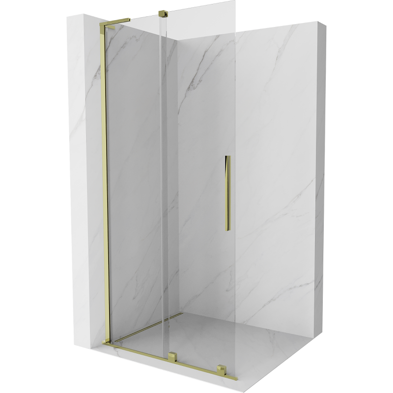 Mexen Velar L posuvná sprchová stena Walk-in 100 x 200 cm, transparentná 8 mm, zlatá - 871-100-003-03-50