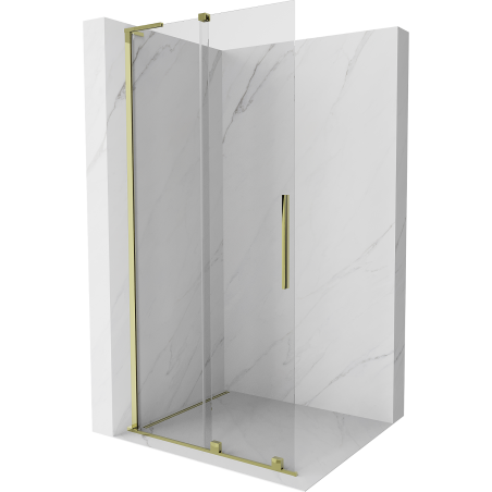 Mexen Velar L posuvná sprchová stena Walk-in 100 x 200 cm, transparentná 8 mm, zlatá - 871-100-003-03-50