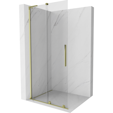 Mexen Velar L posuvná sprchová stena Walk-in 120 x 200 cm, priehľadná 8 mm, zlatá - 871-120-003-03-50
