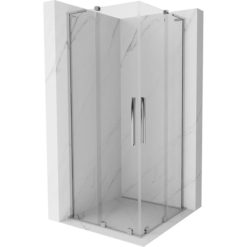 Mexen Velar L Duo posuvná sprchová kabína 80 x 80 cm, priehľadná, chróm - 871-080-080-02-03-01