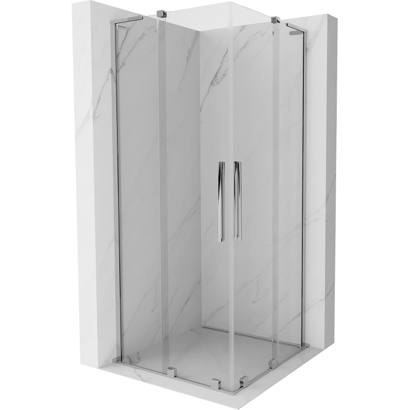 Mexen Velar L Duo posuvná sprchová kabína 80 x 80 cm, transparentná, chróm - 871-080-080-02-03-01