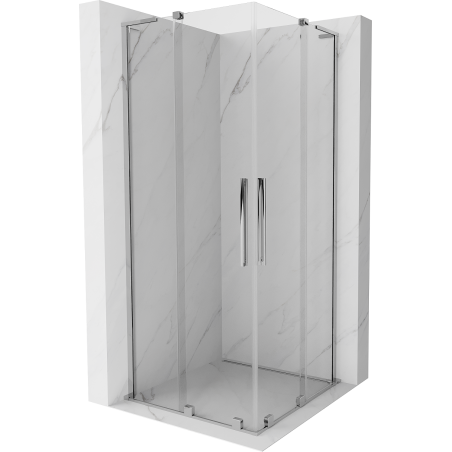 Mexen Velar L Duo posuvná sprchová kabína 80 x 80 cm, priehľadná, chróm - 871-080-080-02-03-01