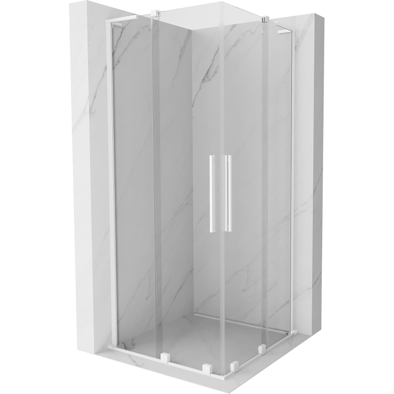 Mexen Velar L Duo sprchovací kút posuvný 100 x 100 cm, priehľadný, biela - 871-100-100-02-03-20