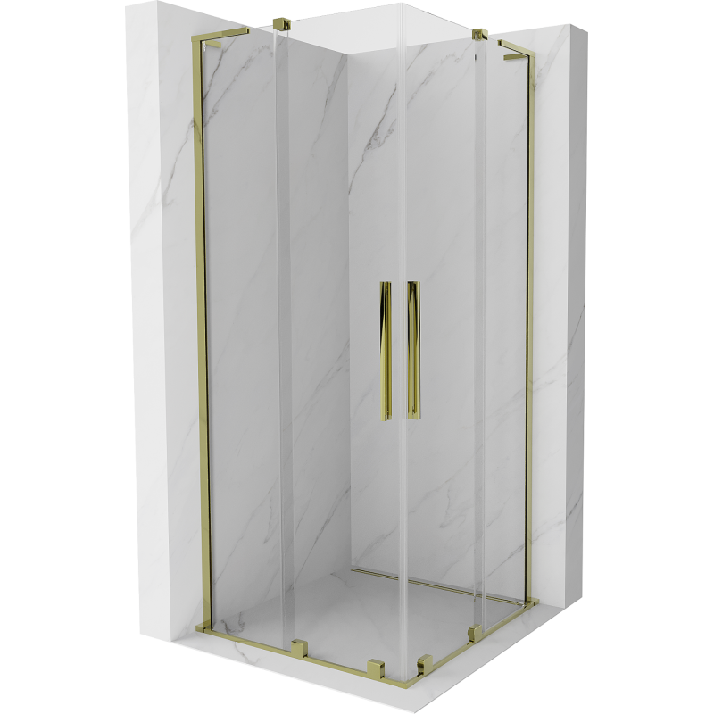 Mexen Velar L Duo sprchovací kút posuvný 90 x 90 cm, transparentný, zlatý - 871-090-090-02-03-50