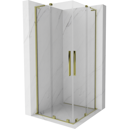 Mexen Velar L Duo sprchovací kút posuvný 90 x 90 cm, transparentný, zlatý - 871-090-090-02-03-50