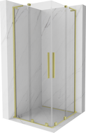Mexen Velar L Duo posuvná sprchová kabína 100 x 100 cm, transparentná, zlatá kartáčovaná - 871-100-100-02-03-55