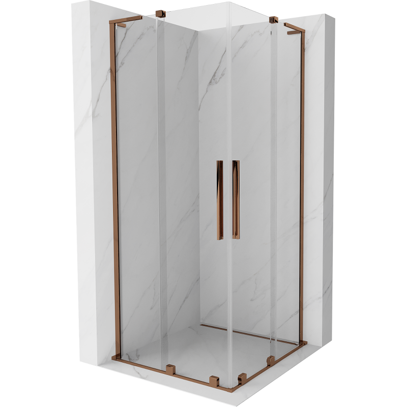 Mexen Velar L Duo sprchový kút posuvný 80 x 80 cm, číry, ružové zlato - 871-080-080-02-03-60