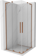 Mexen Velar L Duo posuvná sprchová kabína 90 x 90 cm, transparentná, brúsená meď - 871-090-090-02-03-65