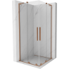 Mexen Velar L Duo sprchová kabína posuvná 100 x 100 cm, transparentná, brúsená meď - 871-100-100-02-03-65