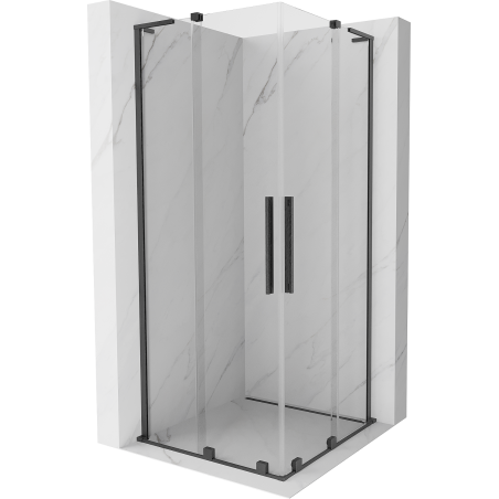 Mexen Velar L Duo sprchový kút posuvný 90 x 90 cm, priehľadný, brúsená zbraňová šedá - 871-090-090-02-03-66