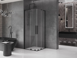 Mexen Velar L Duo sprchová kabína posuvná 100 x 100 cm, priehľadná, čierna - 871-100-100-02-03-70