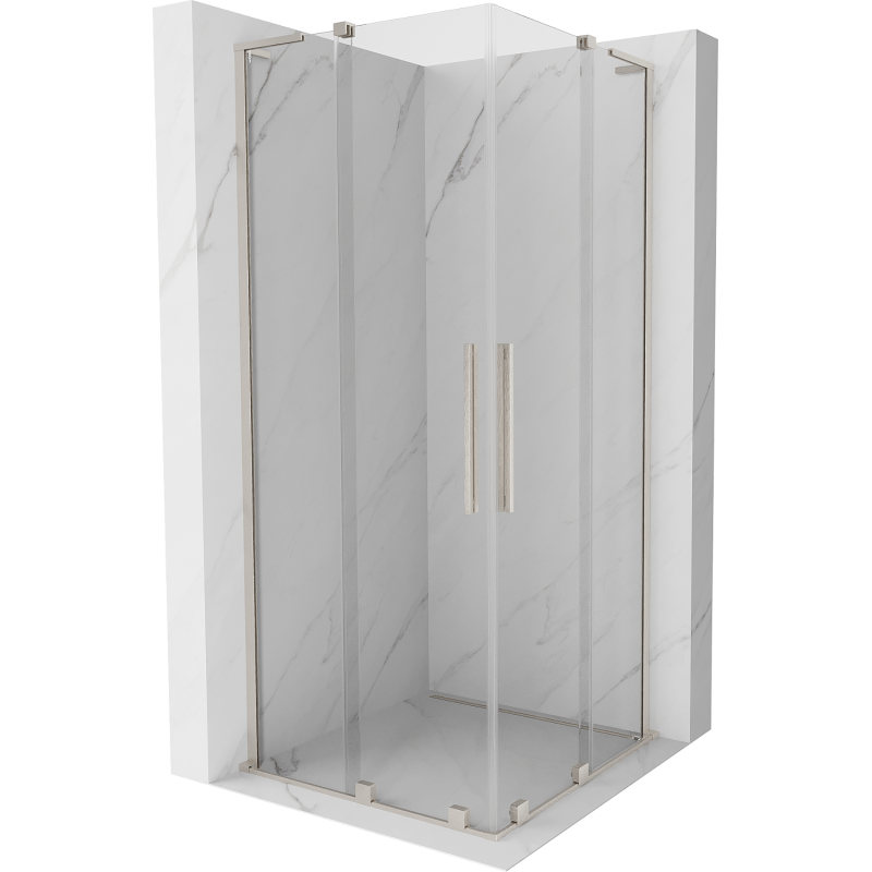 Mexen Velar L Duo sprchovací kút posuvný 80 x 80 cm, transparentný, brúsený nikel - 871-080-080-02-03-97
