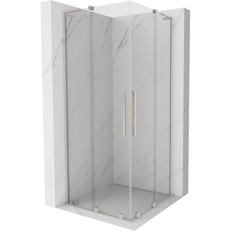 Mexen Velar L Duo sprchovací kút posuvný 80 x 80 cm, transparentný, brúsený nikel - 871-080-080-02-03-97