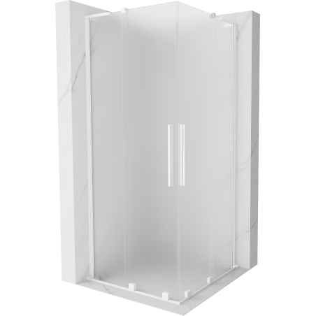 Mexen Velar L Duo posuvná sprchová kabína 80 x 80 cm, mrazivá, biela - 871-080-080-02-33-20