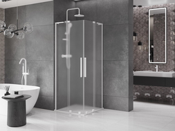 Mexen Velar L Duo sprchová kabína posuvná 100 x 100 cm, mráz, biela - 871-100-100-02-33-20