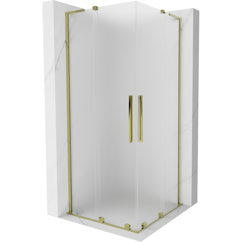 Mexen Velar L Duo sprchový kút posuvný 80 x 80 cm, námraza, zlatá - 871-080-080-02-33-50