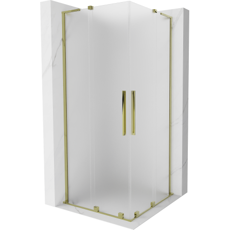 Mexen Velar L Duo sprchový kút posuvný 80 x 80 cm, námraza, zlatá - 871-080-080-02-33-50