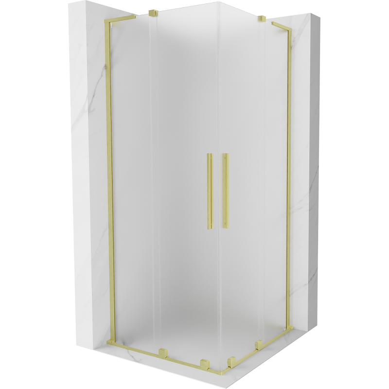 Mexen Velar L Duo posuvný sprchovací kút 80 x 80 cm, matný, zlatý kartáčovaný - 871-080-080-02-33-55
