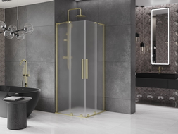 Mexen Velar L Duo posuvný sprchovací kút 80 x 80 cm, matný, zlatý kartáčovaný - 871-080-080-02-33-55