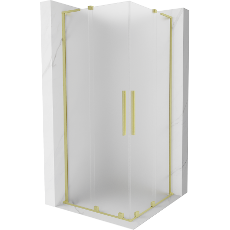 Mexen Velar L Duo sprchová kabína posuvná 100 x 100 cm, matná, zlatá kartáčovaná - 871-100-100-02-33-55