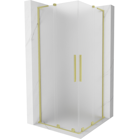 Mexen Velar L Duo sprchová kabína posuvná 100 x 100 cm, mrazené sklo, zlatá brúsená - 871-100-100-02-33-55