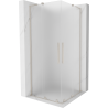 Mexen Velar L Duo posuvná sprchová kabína 80 x 80 cm, matné sklo, brúsený nikel - 871-080-080-02-33-97