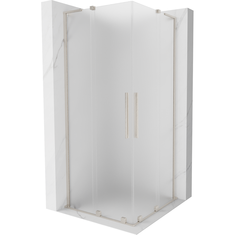 Mexen Velar L Duo posuvná sprchová kabína 100 x 100 cm, mraz, brúsený nikel - 871-100-100-02-33-97